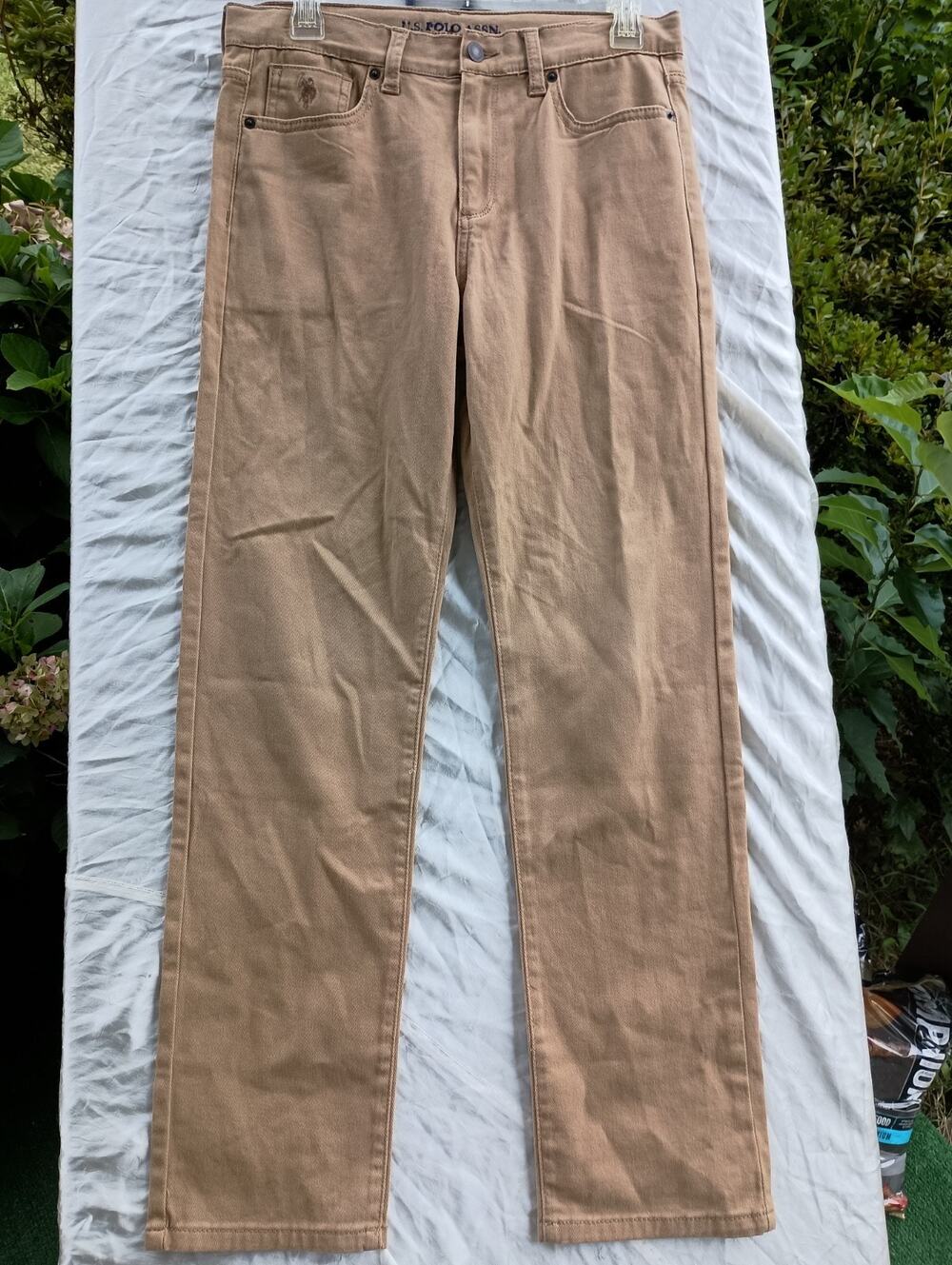 U.S. Polo Assn. Boy's Brown Stretch Twill 5-Pocket Straight Pants Size 16